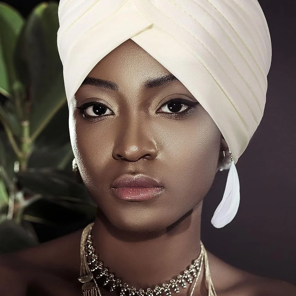 Pleated Hat Headband Wrap Cream